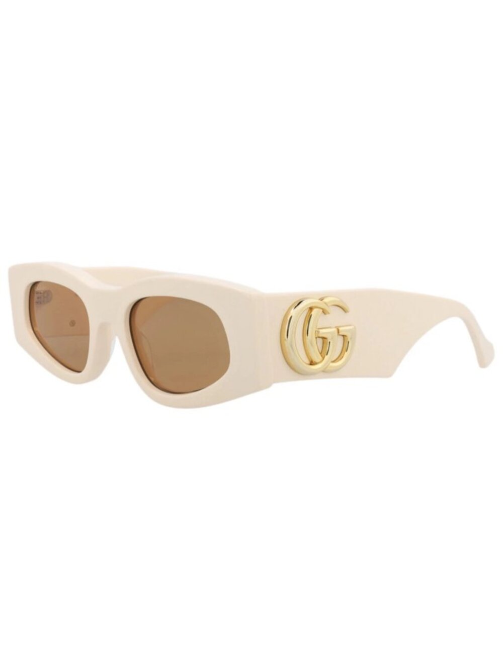 New Gucci Women's Sunglasses Square Rectangle Recycled Acetate Frame Ivory Ivory